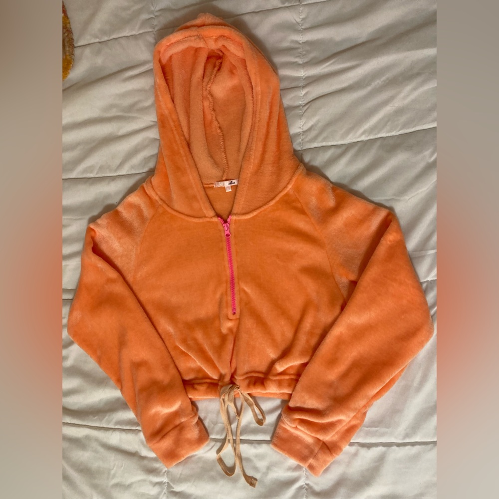 Neon orange cropped hoodie size small